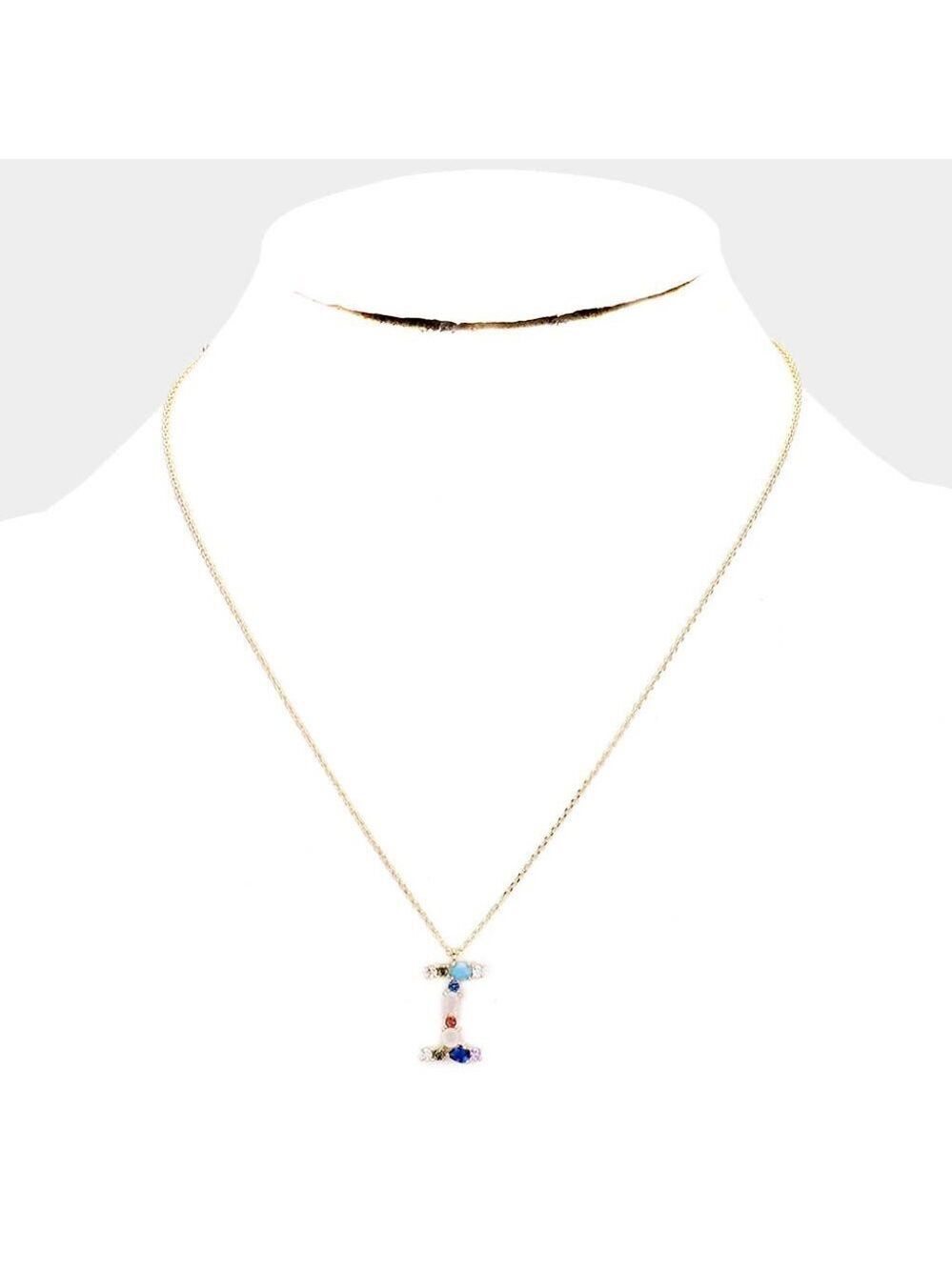 NWT Letter I Zirconia Monogram Gokd Dipped Necklace